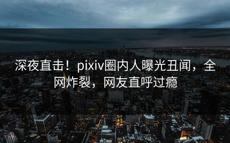 深夜直击！pixiv圈内人曝光丑闻，全网炸裂，网友直呼过瘾