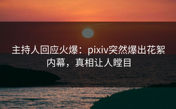 主持人回应火爆：pixiv突然爆出花絮内幕，真相让人瞠目