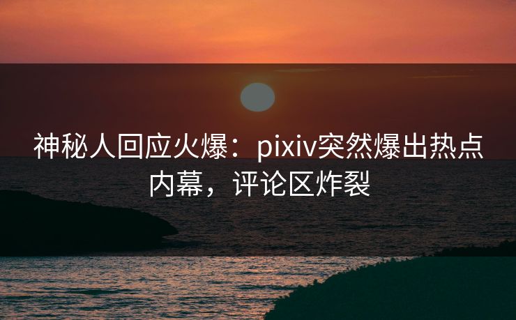 神秘人回应火爆：pixiv突然爆出热点内幕，评论区炸裂
