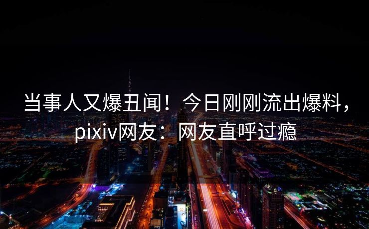 当事人又爆丑闻！今日刚刚流出爆料，pixiv网友：网友直呼过瘾