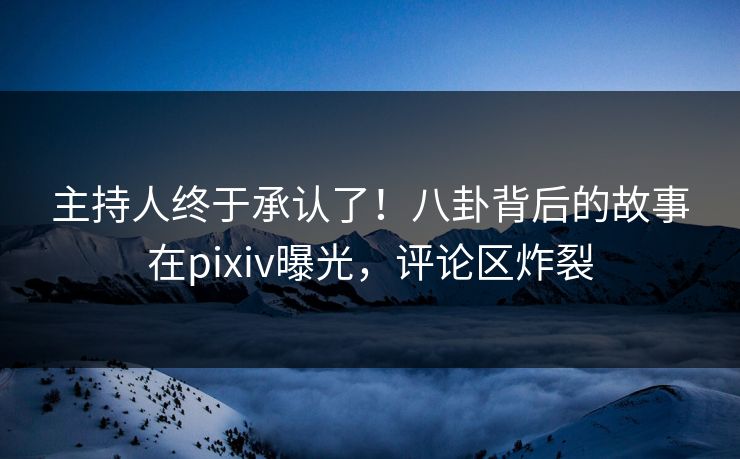 主持人终于承认了！八卦背后的故事在pixiv曝光，评论区炸裂
