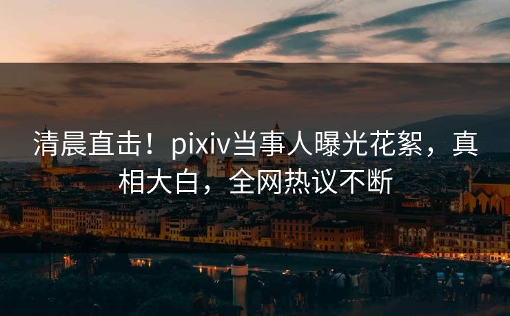清晨直击！pixiv当事人曝光花絮，真相大白，全网热议不断