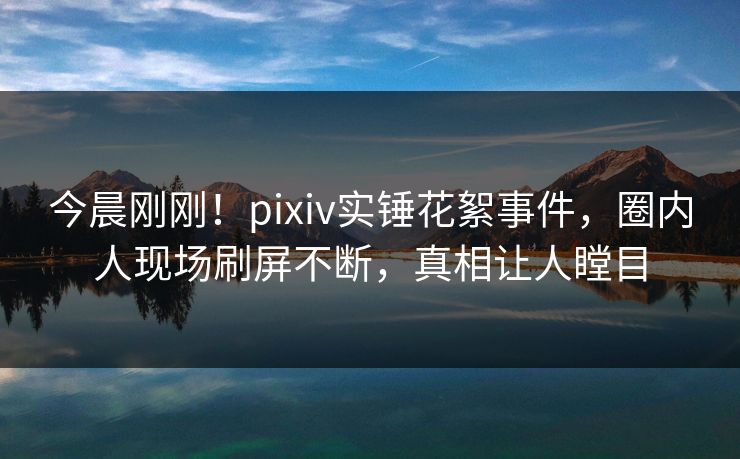 今晨刚刚！pixiv实锤花絮事件，圈内人现场刷屏不断，真相让人瞠目