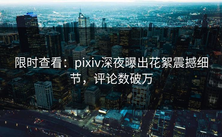 限时查看：pixiv深夜曝出花絮震撼细节，评论数破万