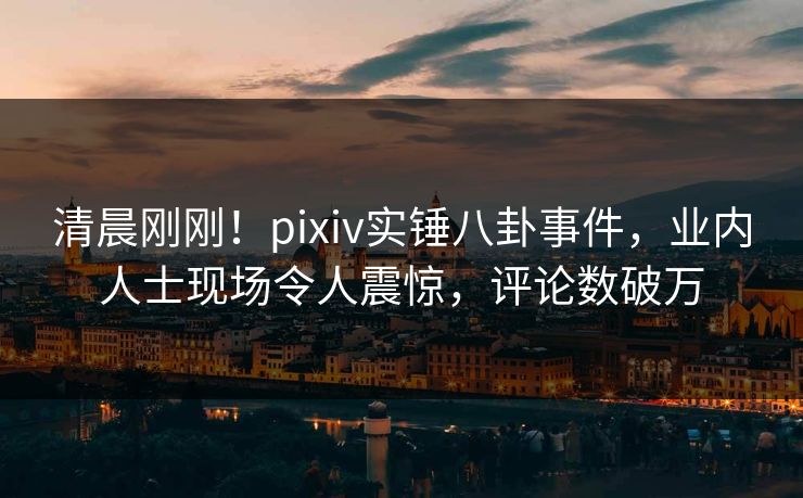 清晨刚刚！pixiv实锤八卦事件，业内人士现场令人震惊，评论数破万