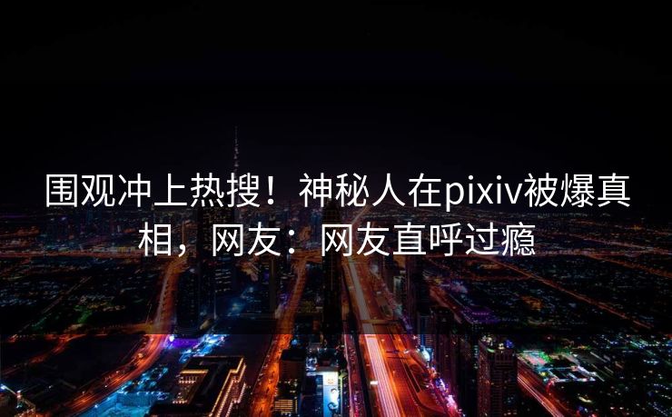 围观冲上热搜！神秘人在pixiv被爆真相，网友：网友直呼过瘾