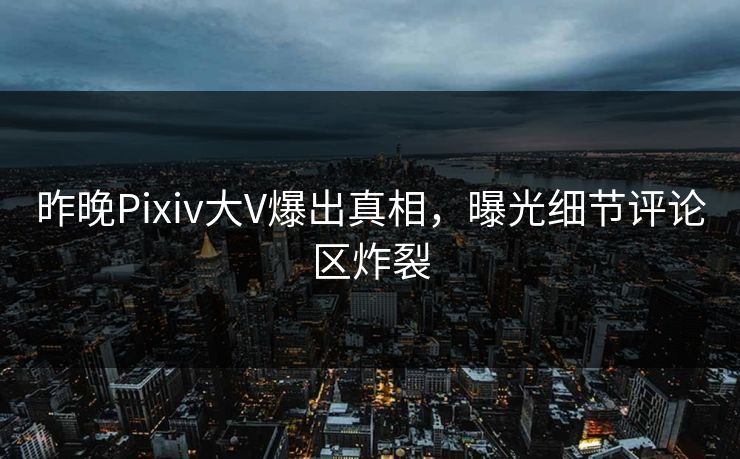 昨晚Pixiv大V爆出真相，曝光细节评论区炸裂