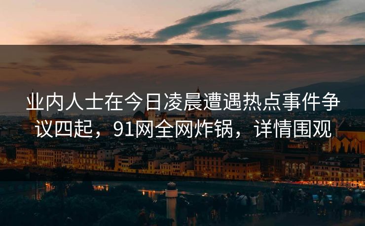 业内人士在今日凌晨遭遇热点事件争议四起，91网全网炸锅，详情围观