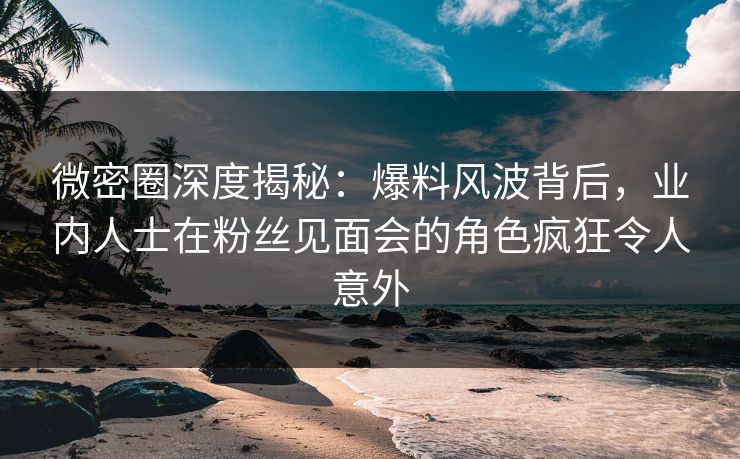 微密圈深度揭秘：爆料风波背后，业内人士在粉丝见面会的角色疯狂令人意外