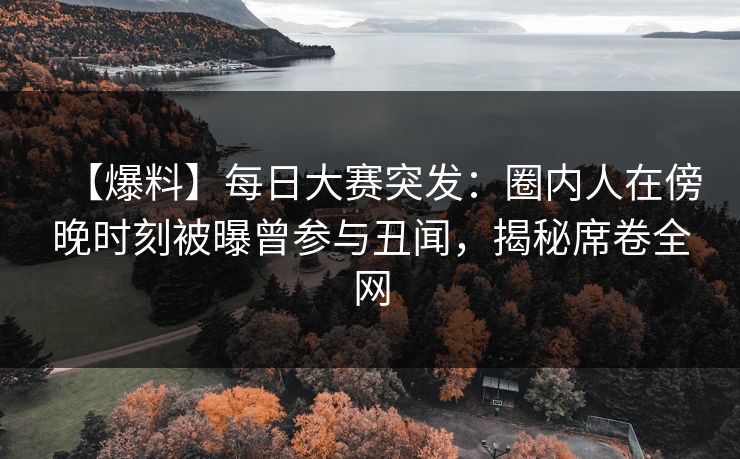 【爆料】每日大赛突发：圈内人在傍晚时刻被曝曾参与丑闻，揭秘席卷全网