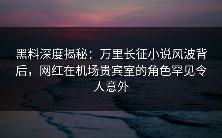 黑料深度揭秘：万里长征小说风波背后，网红在机场贵宾室的角色罕见令人意外